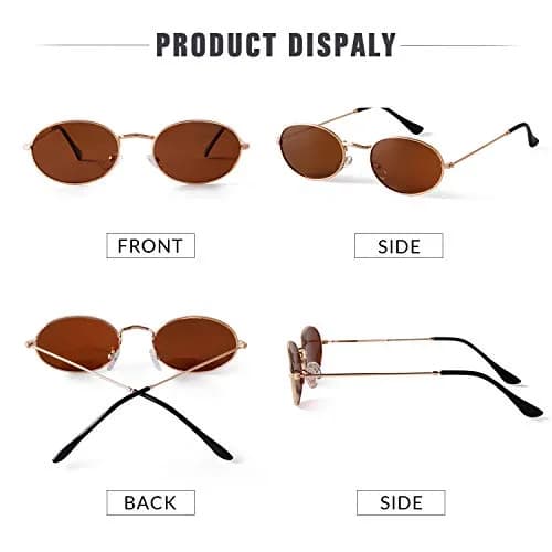 GIFIORE Oval Sunglasses for Women Men, Small Oval Metal Frame Sunglasses 50mm (1.97 inches) | Polarized UV400 Protection thumbnail 5