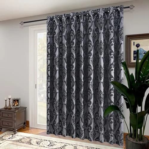 NAPEARL Sliding Door Curtains Gothic Style Patio Doors Curtains, Room Divider Curtain 120"W x 96"L | Vintage Floral Damask Pattern thumbnail 1