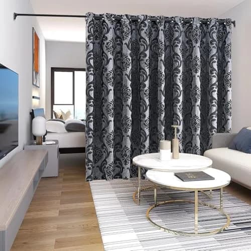 NAPEARL Sliding Door Curtains Gothic Style Patio Doors Curtains, Room Divider Curtain 120"W x 96"L | Vintage Floral Damask Pattern thumbnail 3