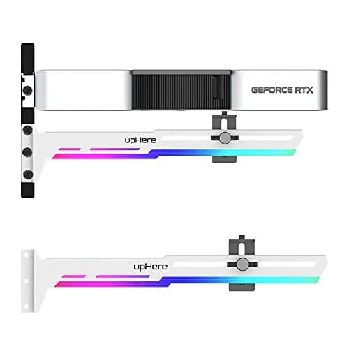 upHere 5V Addressable RGB White Graphics Card GPU Brace Support Video Card Sag Holder with ARGB Strip, Adjustable Length and Height Support (1-Pack) thumbnail 1