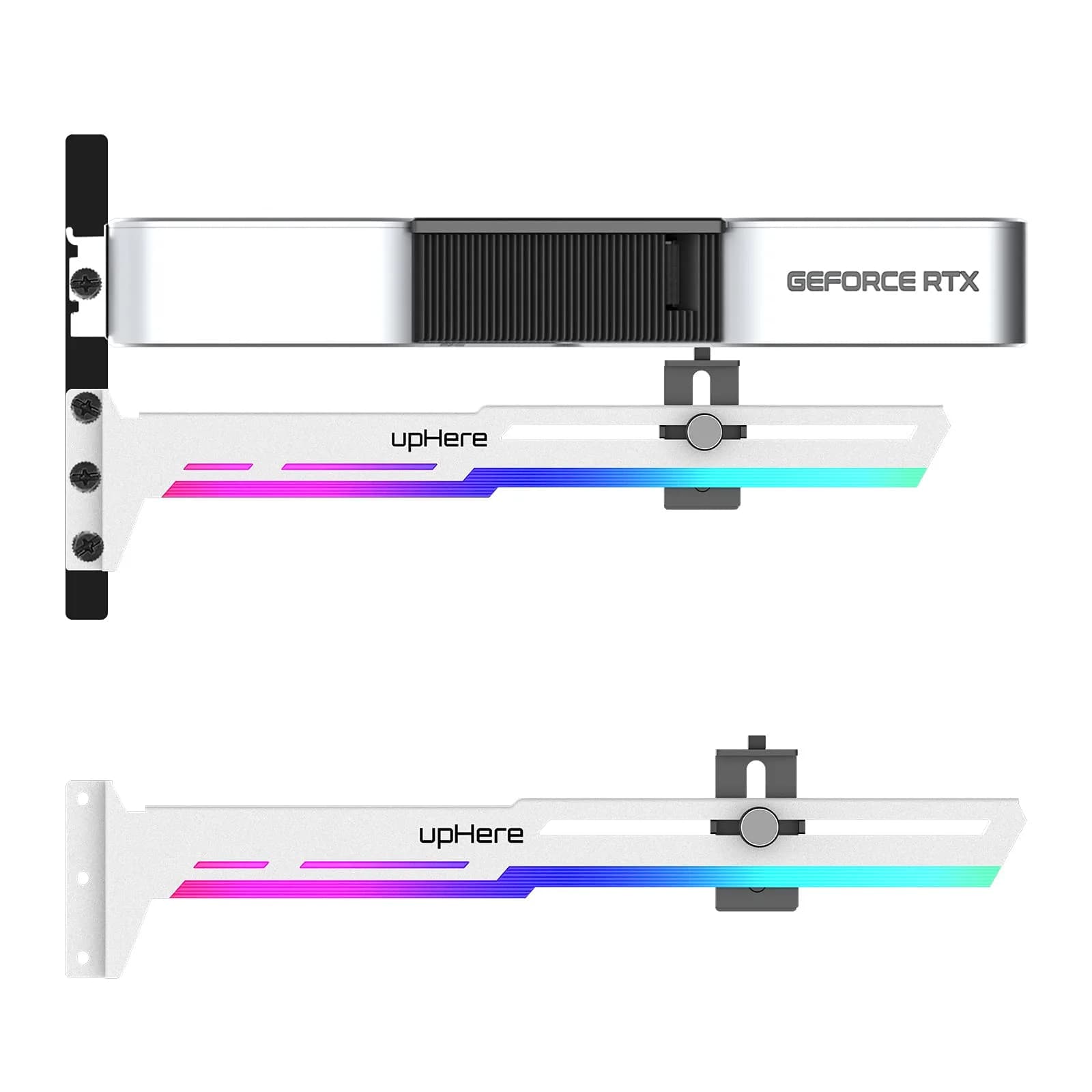 upHere 5V Addressable RGB White Graphics Card GPU Brace Support Video Card Sag Holder with ARGB Strip, Adjustable Length and Height Support (1-Pack) - main product image