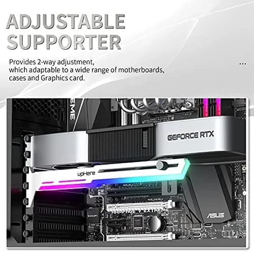 upHere 5V Addressable RGB White Graphics Card GPU Brace Support Video Card Sag Holder with ARGB Strip, Adjustable Length and Height Support (1-Pack) thumbnail 3