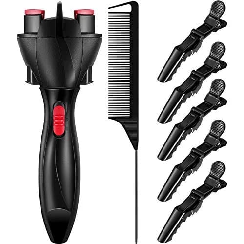 Honoson 7 Pcs Hair Braider Twister Machine with Comb Clips | Automatic Hair Styling Tool for Effortless Braiding — Black