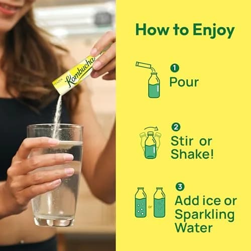 TEAZEN Lemon Kombucha Powder | Hydration Drink Mix, Sugar Free, Live Probiotics & Prebiotics, 30 Packets, 5.29oz thumbnail 3