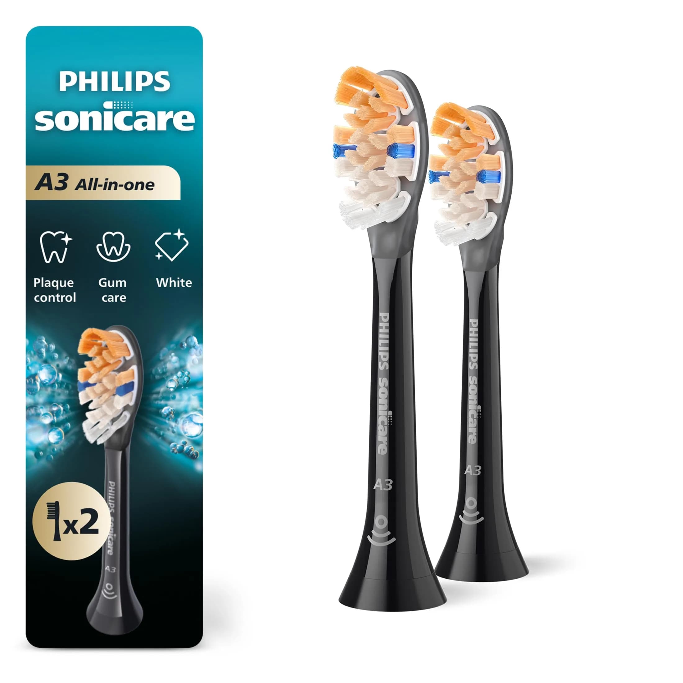 Philips Sonicare A3 All-in-One Brush Heads, 2-Pack (6 Month Supply) | 2000% More Plaque Removal - main product image
