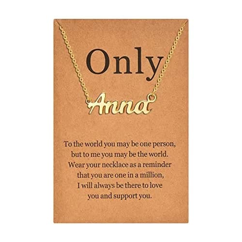 Lcherry 18K Gold Plated Personalized Name Anna Necklace | Adjustable 18 inch with 2 inch extension, Stylish & Nickel-Free thumbnail 1