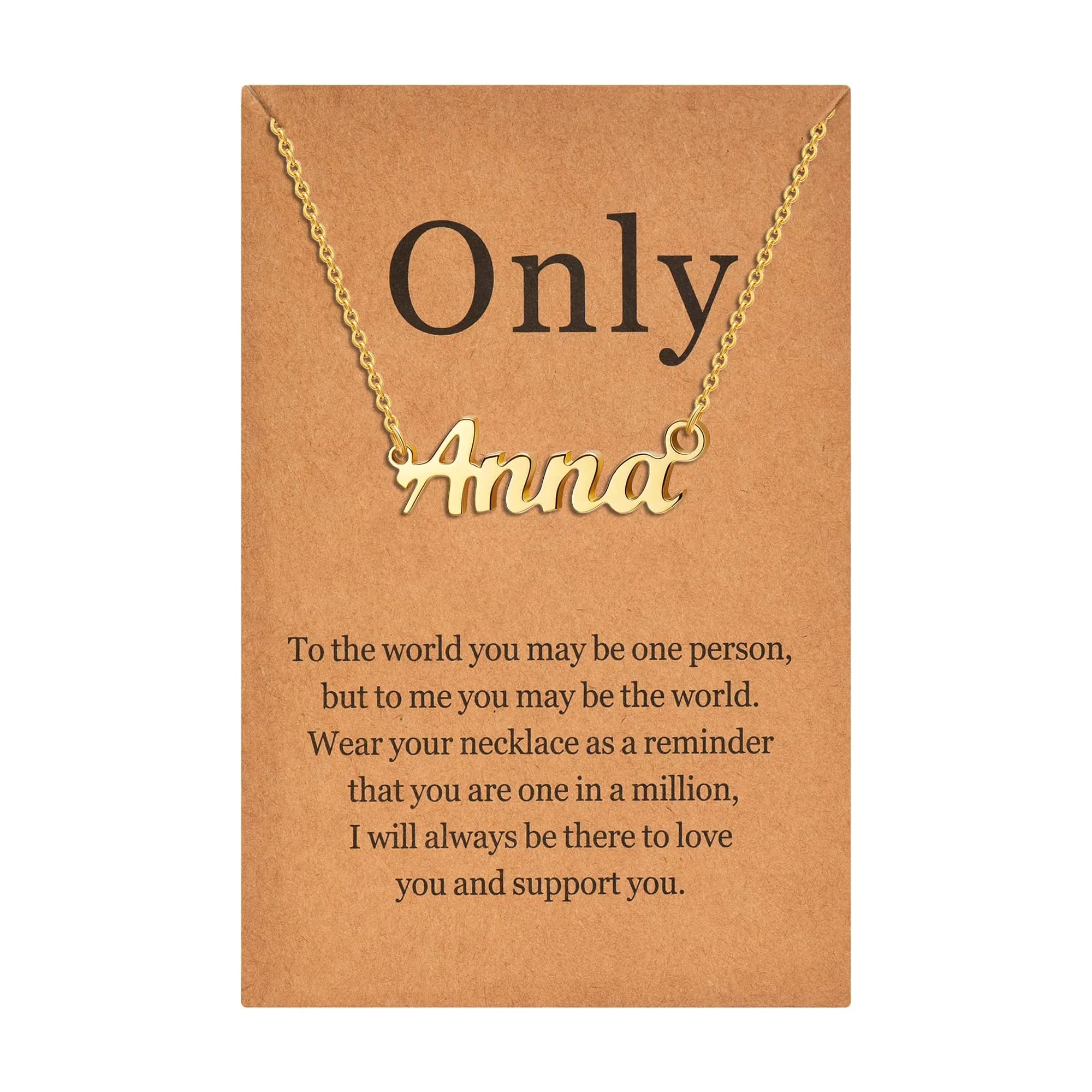 Lcherry 18K Gold Plated Personalized Name Anna Necklace | Adjustable 18 inch with 2 inch extension, Stylish & Nickel-Free