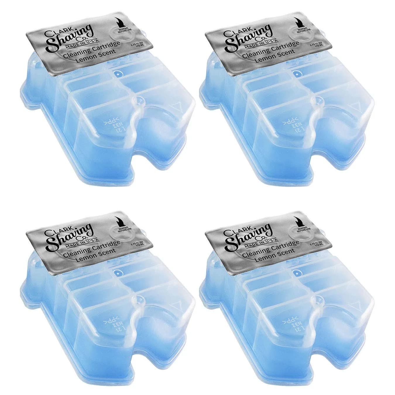 Clark Shaving Co. Clean & Renew Refill Cartridges for Braun Shavers, 4-Pack | Lemon Fresh Formula — Blue