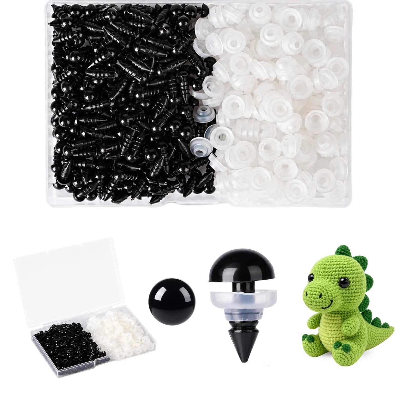Vanblue Safety Eyes 9mm Black Plastic Craft Eyes with Washers for Amigurumi & Stuffed Animals (260PCS)