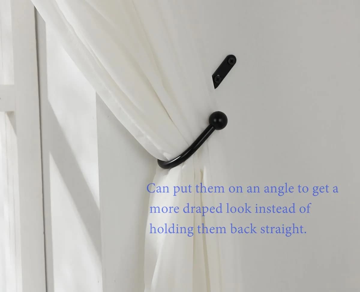 VRSS Black Wall Mount Curtain Tiebacks Drapery Holdbacks 4Pcs | Simple Vintage Style - view 2