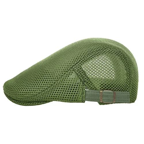 VOBOOM Men's Breathable Mesh Green Summer Hat - Adjustable Newsboy Beret Ivy Cabbie Flat Cap - view 2