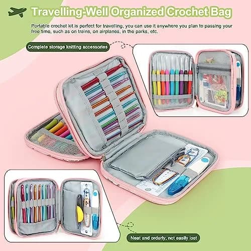 Katech Ergonomic Crochet Hooks Set with Case, 73-Piece Kit | 2.0-8.0mm Aluminum Alloy Hooks & Accessories thumbnail 4