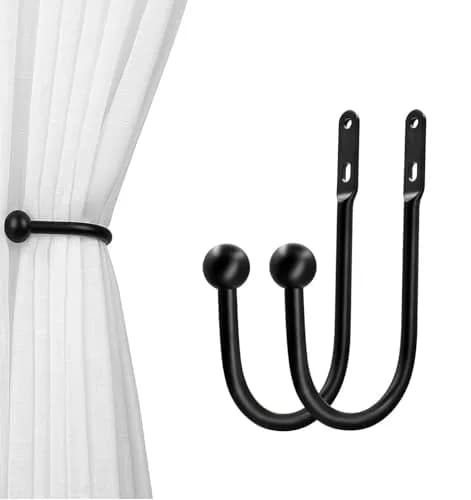 VRSS Black Curtain Tiebacks Drapery Holdbacks Set of 2 | 15cm (6") L x 7.5cm (3") W thumbnail 1