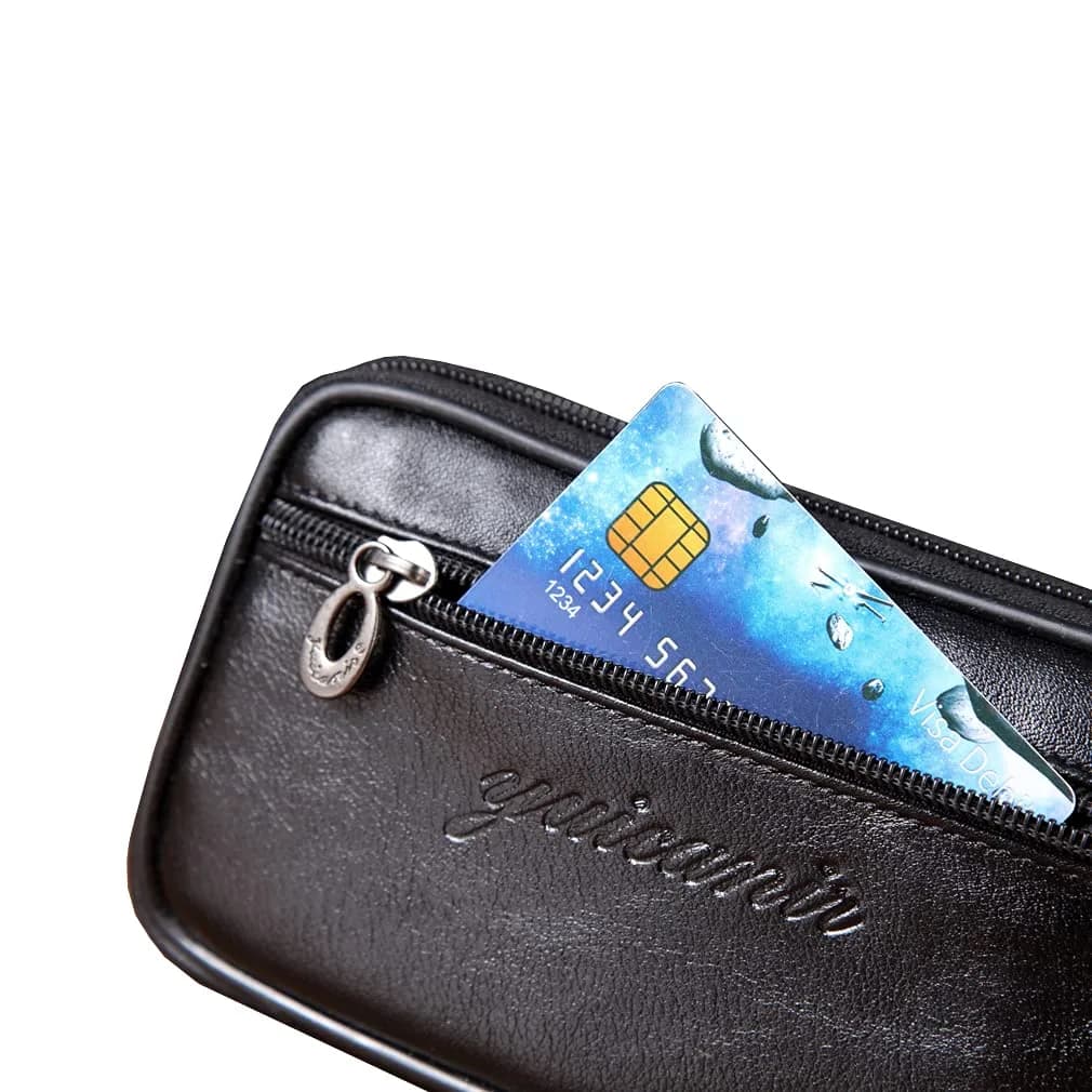 Hebetag Leather Belt Bag Coin Purse Wallet for Men Women | Vintage & Fashionable, 17cm x 10cm | Genuine Cowhide Leather thumbnail 2