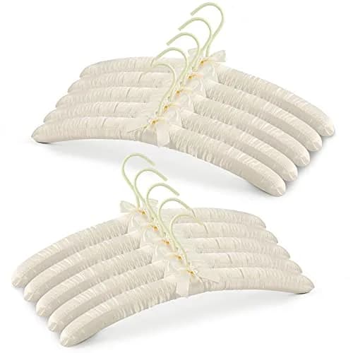 JS HANGER Padded Hanger for Sweaters 17" Ivory | No Shoulder Bump, Heavy Duty Satin Cover (70-120c) thumbnail 1
