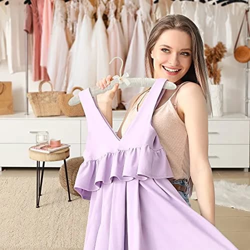 JS HANGER Padded Hanger for Sweaters 17" Ivory | No Shoulder Bump, Heavy Duty Satin Cover (70-120c) thumbnail 6