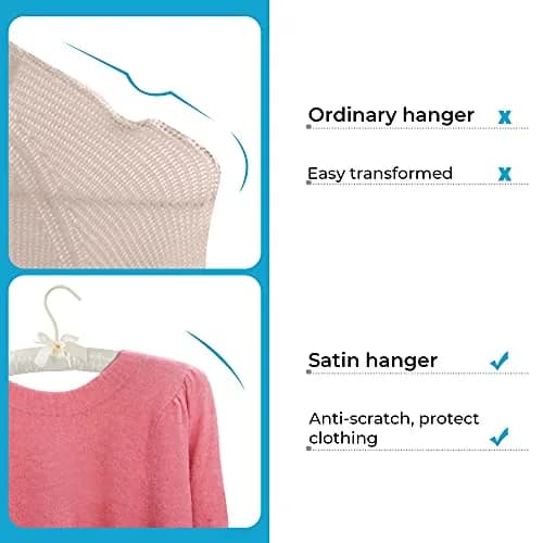 JS HANGER Padded Hanger for Sweaters 17" Ivory | No Shoulder Bump, Heavy Duty Satin Cover (70-120c) thumbnail 3