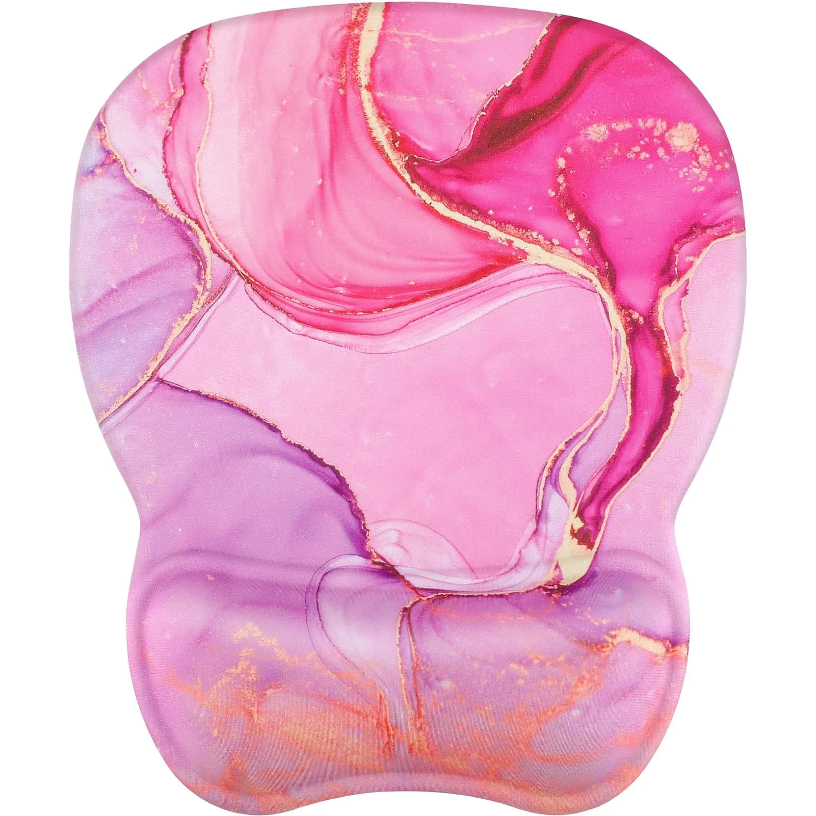 MROCO Ergonomic Mouse Pad with Gel Wrist Rest, 24cm (9.4 in) x 20.5cm (8.1 in), Pink Marble | Smooth Lycra Surface for Precise Cursor Control - main product image