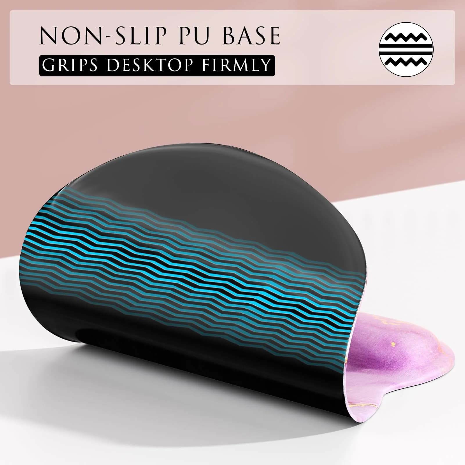 MROCO Ergonomic Mouse Pad with Gel Wrist Rest, 24cm (9.4 in) x 20.5cm (8.1 in), Pink Marble | Smooth Lycra Surface for Precise Cursor Control - view 6