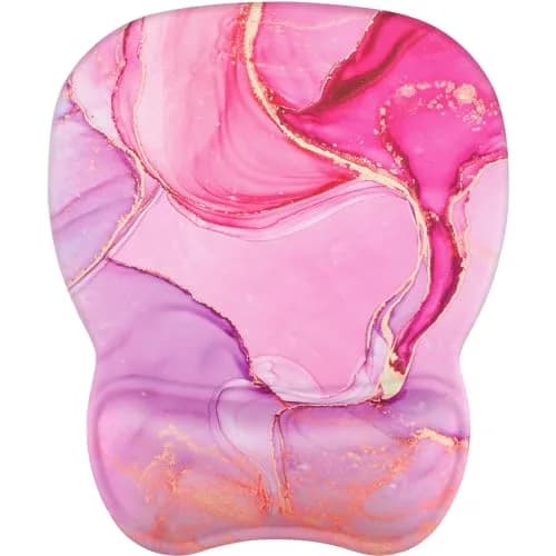 MROCO Ergonomic Mouse Pad with Gel Wrist Rest, 24cm (9.4 in) x 20.5cm (8.1 in), Pink Marble | Smooth Lycra Surface for Precise Cursor Control thumbnail 1