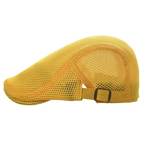 VOBOOM Men's Yellow Breathable Mesh Summer Hat - Adjustable Newsboy Beret Ivy Cabbie Flat Cap - view 2