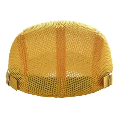 VOBOOM Men's Yellow Breathable Mesh Summer Hat - Adjustable Newsboy Beret Ivy Cabbie Flat Cap - view 4