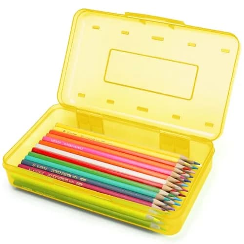Nuozme Plastic Hard Clear Color Pencil Box Case for Kids | Transparent, Stackable & Durable Storage (8.2 x 4.6 x 2.3 inches) thumbnail 1
