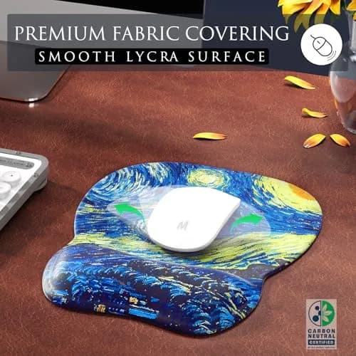 MROCO Ergonomic Mouse Pad with Gel Wrist Rest, 24cm x 20.5cm (9.4 x 8.1 in) | Starry Night Pattern thumbnail 2