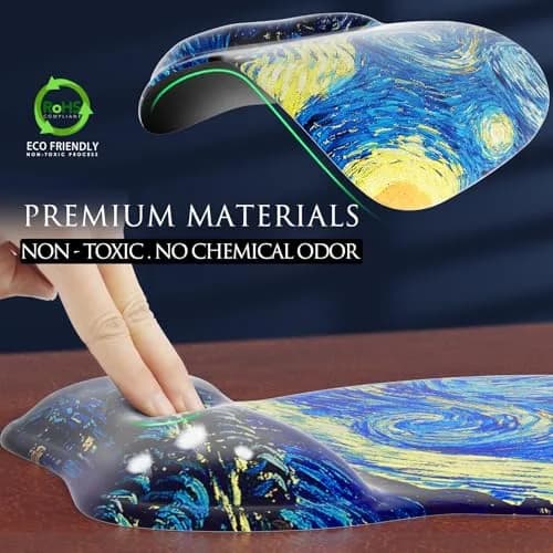 MROCO Ergonomic Mouse Pad with Gel Wrist Rest, 24cm x 20.5cm (9.4 x 8.1 in) | Starry Night Pattern thumbnail 3