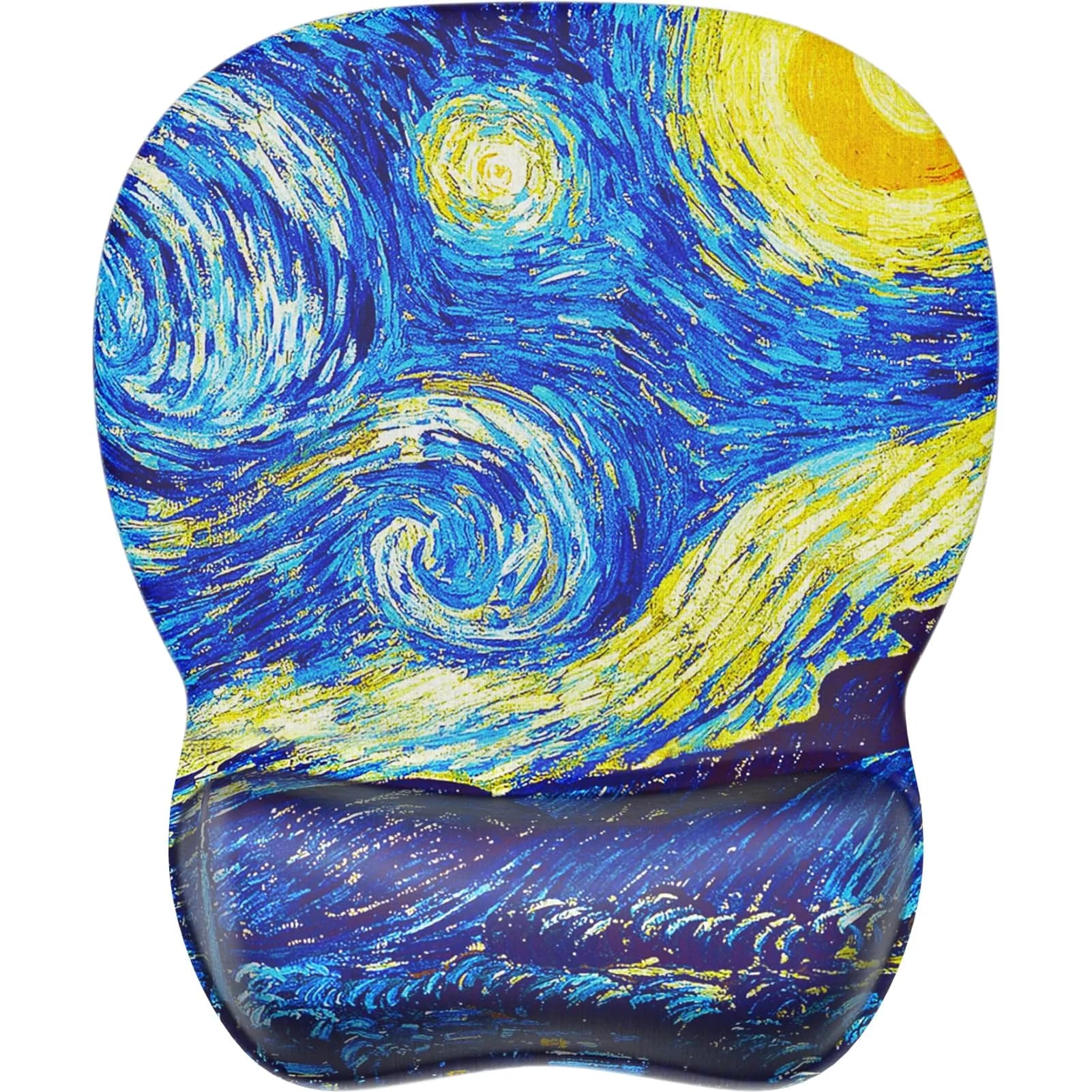 MROCO Ergonomic Mouse Pad with Gel Wrist Rest, 21.8 cm (8.6 in) x 24.4 cm (9.6 in), Pale Pink | Smooth Lycra Surface & Non-Slip PU Base — Starry Night