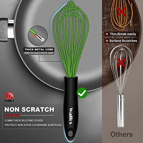 Walfos Silicone Whisk Set (8.5, 9, 11 inch) | Heat Resistant Kitchen Utensils for Non-stick Cookware thumbnail 5