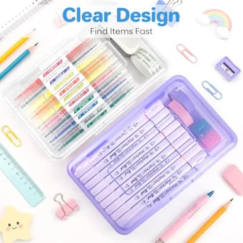 Nuozme Plastic Hard Clear Color Pencil Box Case for Kids | 20.8cm x 11.7cm x 5.8cm thumbnail 5