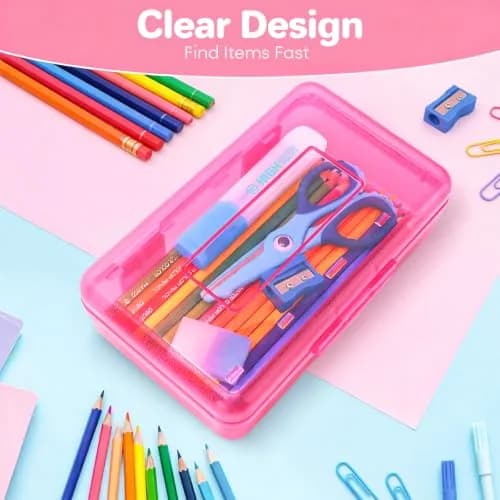 Nuozme Plastic Hard Clear Color Pencil Box Case for Kids | 20.8cm x 11.7cm x 5.8cm thumbnail 9