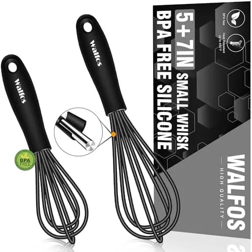 Walfos Stainless Steel Balloon Whisk Set (7"+9"+11") | 3-Piece Heavy Duty Egg Frother for Cooking — 7+9+11+11 in Black