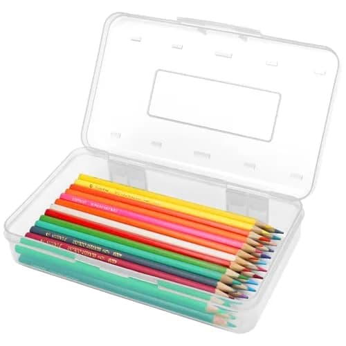 Nuozme Plastic Hard Clear Color Pencil Box Case for Kids | Transparent, Stackable & Durable Storage (8.2" x 4.6" x 2.3") thumbnail 1