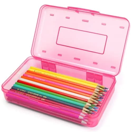 Nuozme Clear Hard Plastic Pencil Box Case 20.8cm (8.2") | Stackable Organizer for Students & Office thumbnail 1
