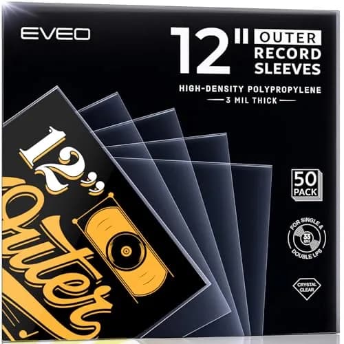 EVEO Outer Vinyl Record Sleeves 12.75"x12.75" (50-Pack) | 3 Mil Archival Quality Protection for LPs thumbnail 1