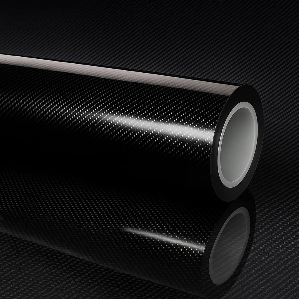 RockRose 7D Super Glossy Black Carbon Fiber Vinyl Wrap 1FT x 5FT | Anti-Wrinkle, Air Release, Self Adhesive