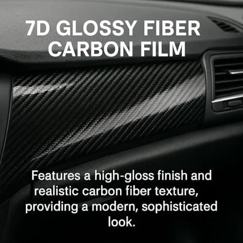 RockRose 7D Super Glossy Black Carbon Fiber Vinyl Wrap 1FT x 5FT | Anti-Wrinkle, Air Release, Self Adhesive thumbnail 6