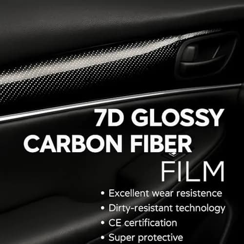 RockRose 7D Super Glossy Black Carbon Fiber Vinyl Wrap 1FT x 5FT | Anti-Wrinkle, Air Release, Self Adhesive thumbnail 2