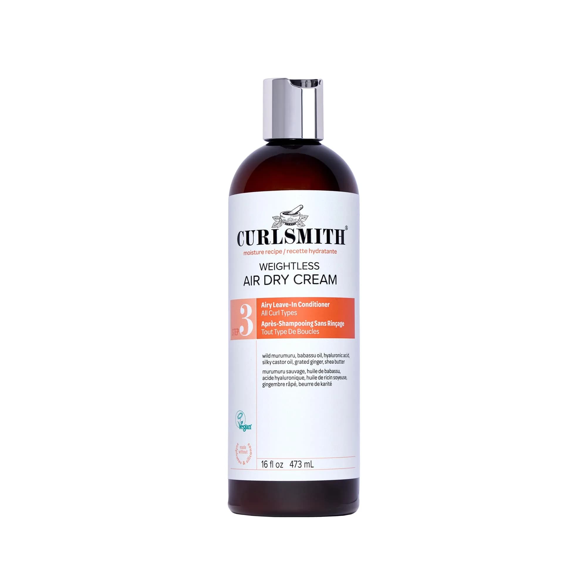 CURLSMITH Weightless Air Dry Cream Leave-In Conditioner 473ml (16 Fl Oz) | For Curly Hair - main product image