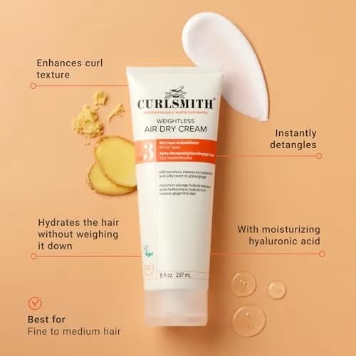CURLSMITH Weightless Air Dry Cream Leave-In Conditioner 59ml (2 Fl Oz) | Defines Curls Without Weighing Down thumbnail 2