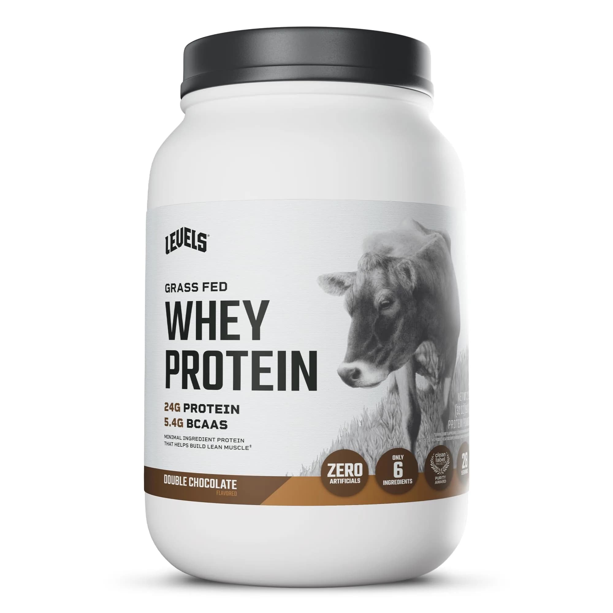 Levels Grass Fed Whey Protein Powder Double Chocolate 2LB (907g) | High Protein Supplement Powder - main product image