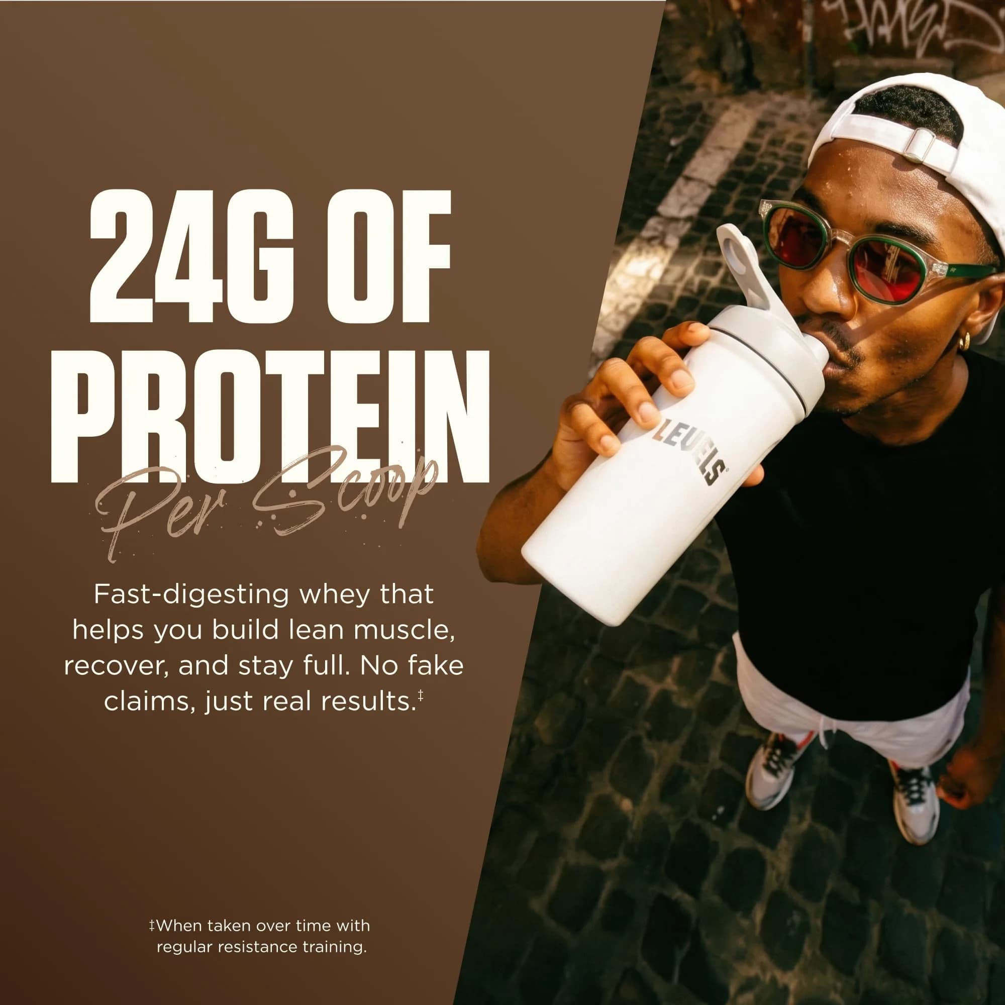 Levels Grass Fed Whey Protein Powder Double Chocolate 2LB (907g) | High Protein Supplement Powder - view 5