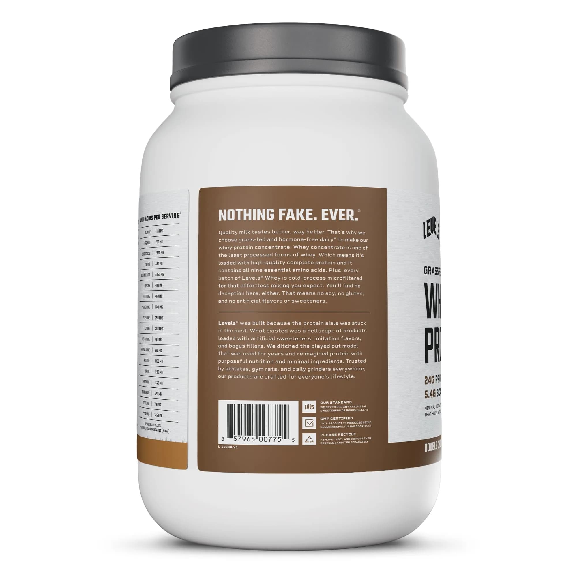 Levels Grass Fed Whey Protein Powder Double Chocolate 2LB (907g) | High Protein Supplement Powder - view 9