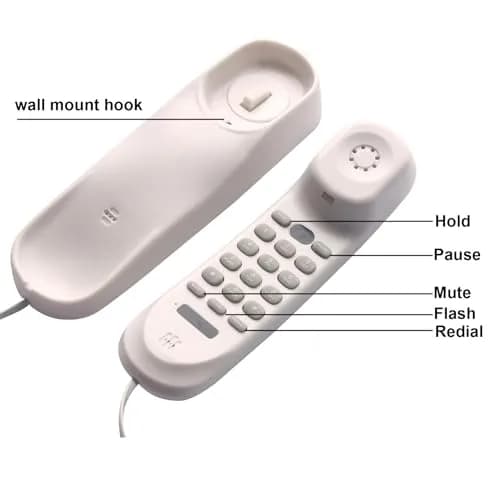 TelPal Corded White Wall Phone | Simple Analog Landline for Seniors & Home thumbnail 4