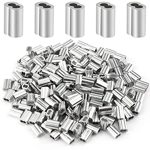 Marvelity Aluminum Crimp Loop Sleeves 1/16" Wire Rope | Heavy Duty Aluminum Ferrules for Rope & Cable thumbnail 1