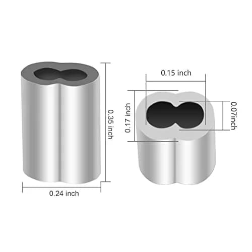 Marvelity Aluminum Crimp Loop Sleeves 1/16" Wire Rope | Heavy Duty Aluminum Ferrules for Rope & Cable thumbnail 4