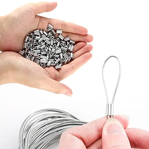 Marvelity Aluminum Crimp Loop Sleeves 1/16" Wire Rope | Heavy Duty Aluminum Ferrules for Rope & Cable thumbnail 5