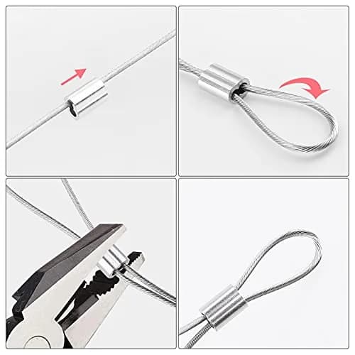 Marvelity Aluminum Crimp Loop Sleeves 1/16" Wire Rope | Heavy Duty Aluminum Ferrules for Rope & Cable thumbnail 3